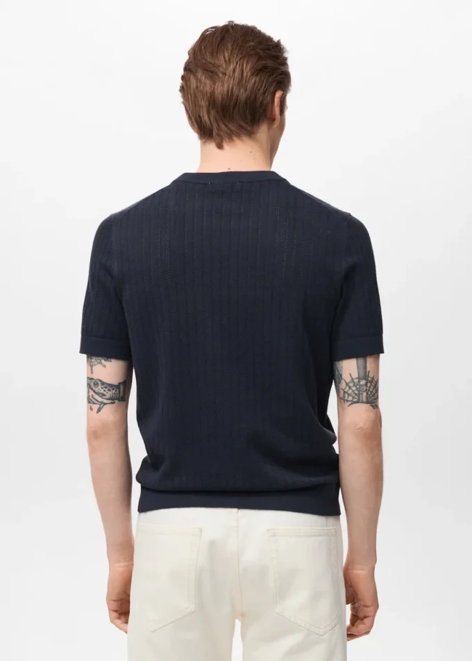 T-shirt en coton ajouré à rayures