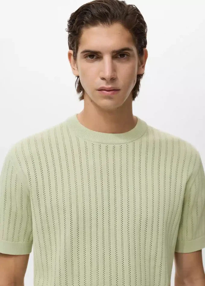 T-shirt en coton ajouré à rayures