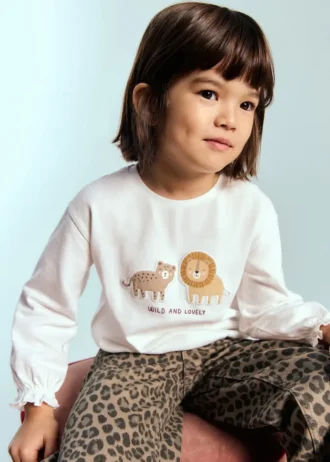 T-shirt en coton avec lion brodé