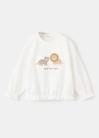T-shirt en coton avec lion brodé