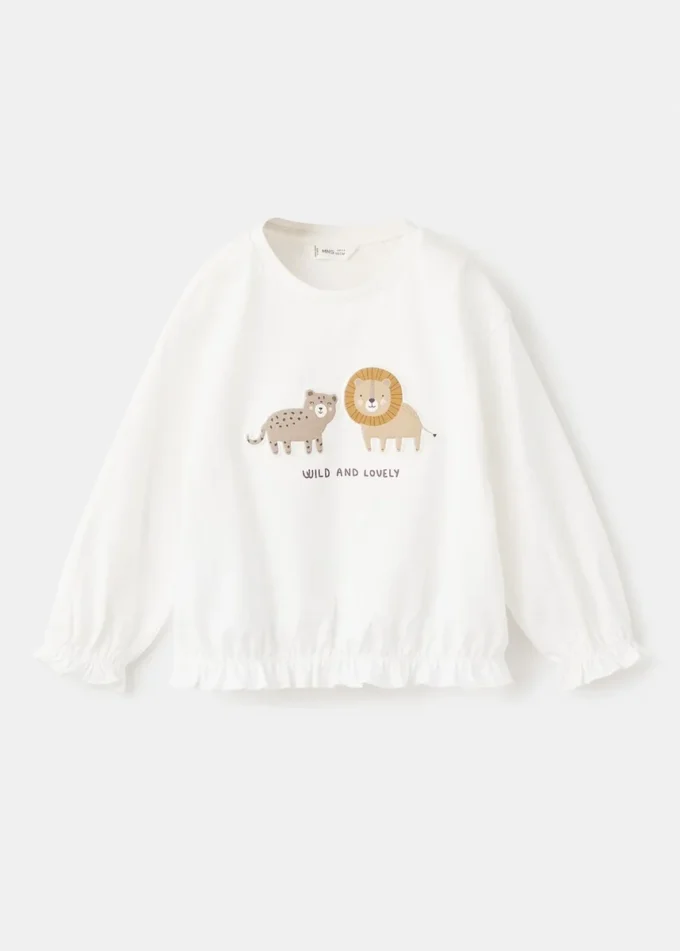 T-shirt en coton avec lion brodé