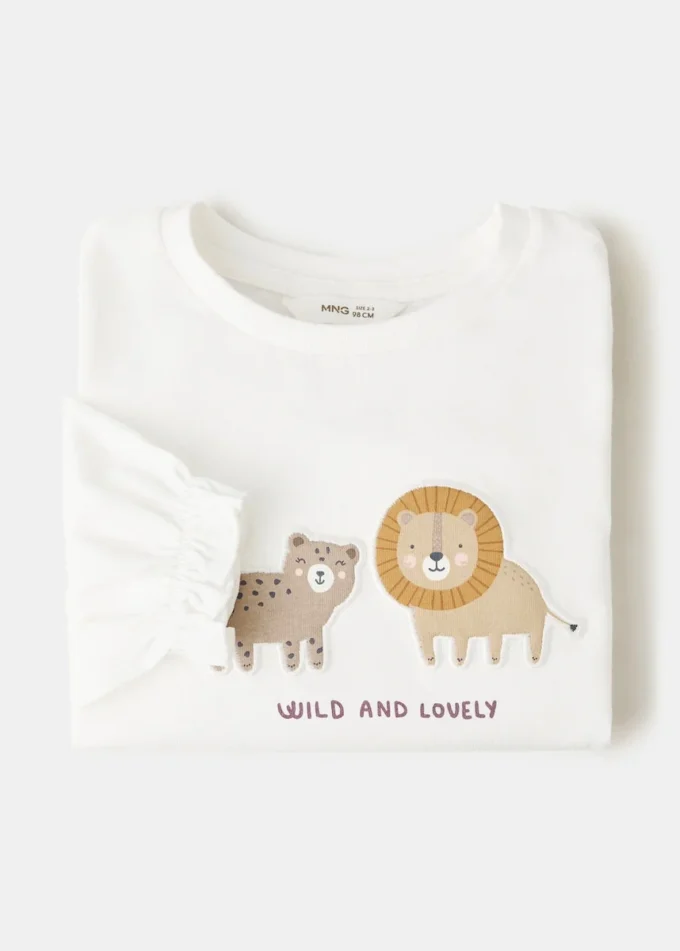 T-shirt en coton avec lion brodé