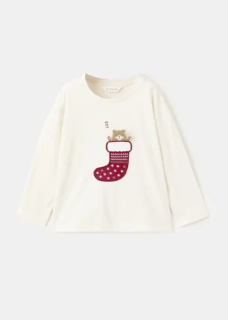 T-shirt en coton avec ours brodé