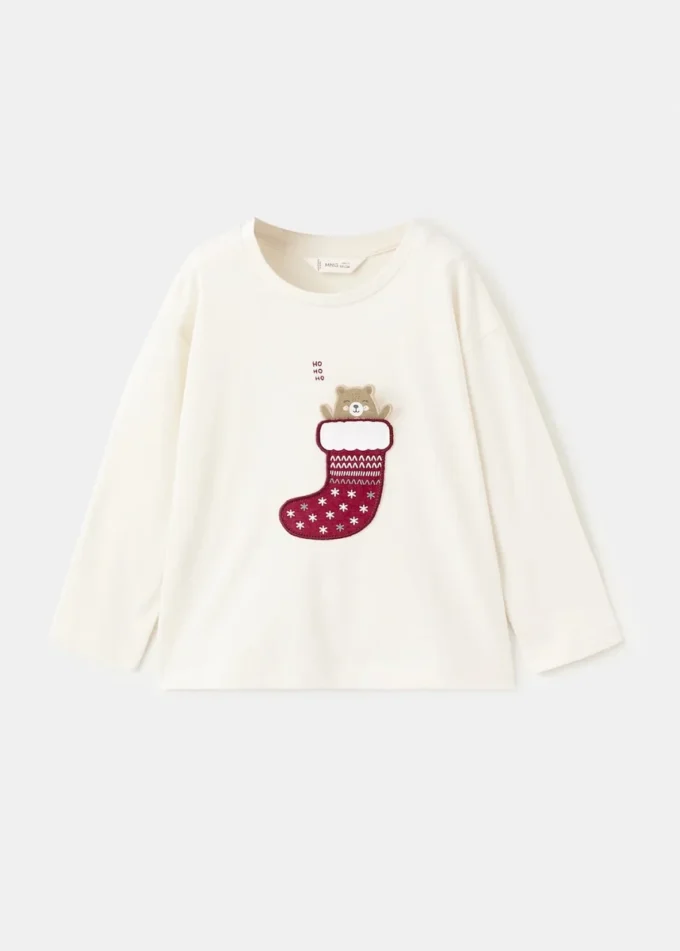 T-shirt en coton avec ours brodé