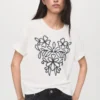 T-shirt en coton brodé de fleurs