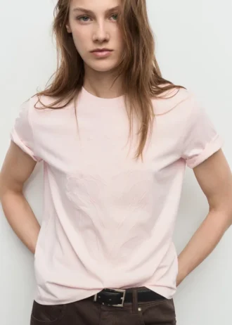T-shirt en coton brodé de fleurs