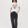T-shirt en coton brodé de fleurs