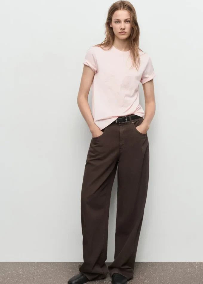 T-shirt en coton brodé de fleurs