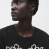 T-shirt en coton brodé de fleurs