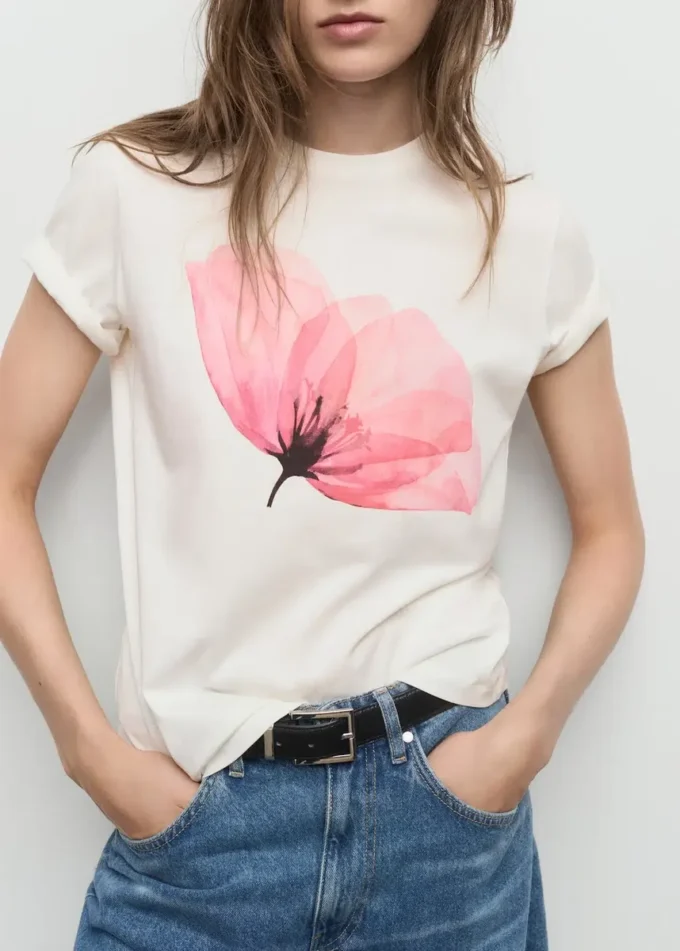 T-shirt en coton à imprimé floral