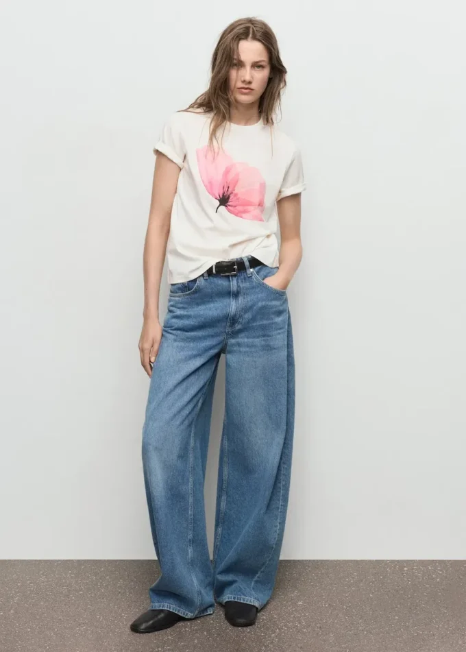 T-shirt en coton à imprimé floral