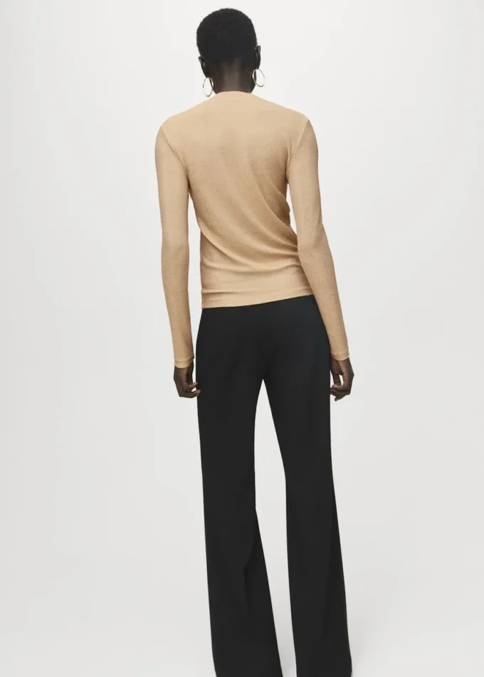 T-shirt en lurex avec col Perkins