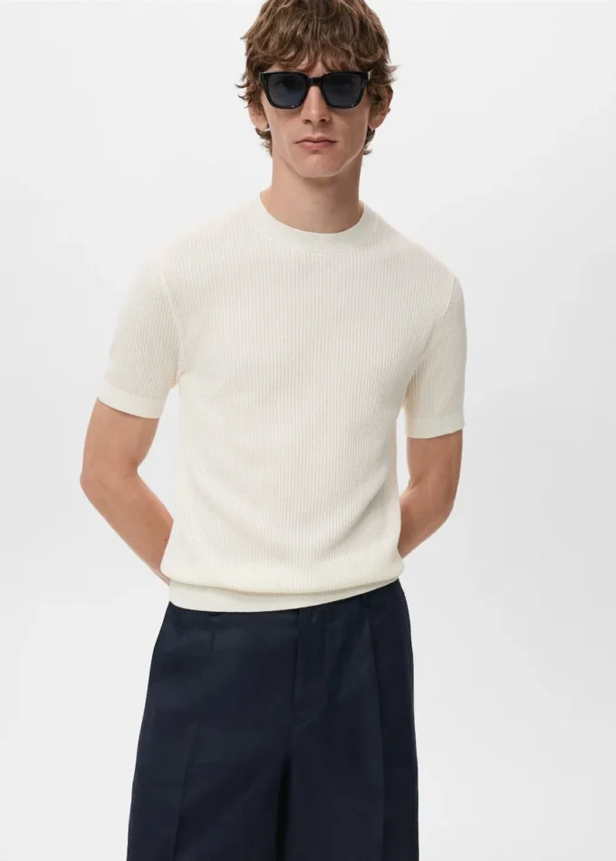 T-shirt en maille côtelée