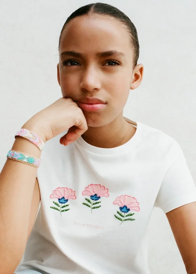 T-shirt imprimé de perles