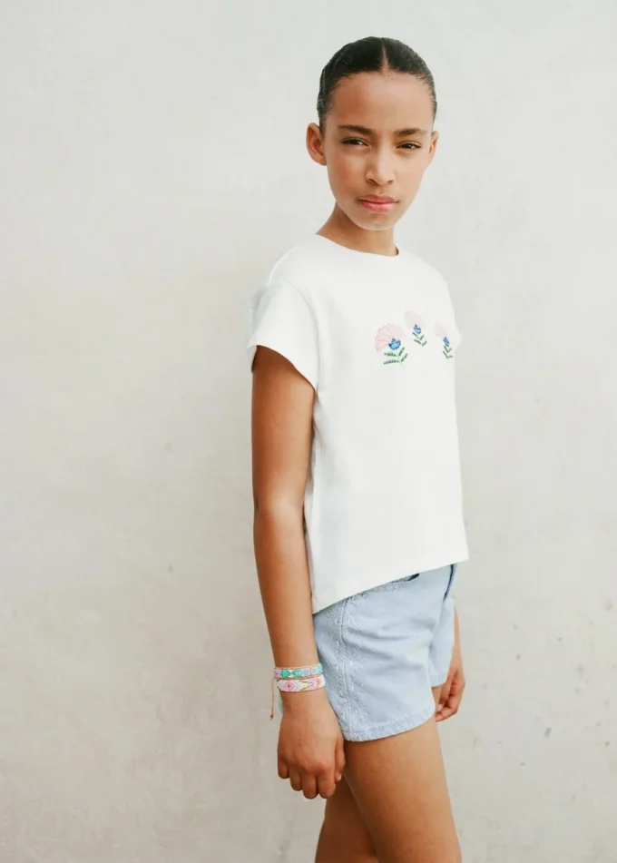T-shirt imprimé de perles
