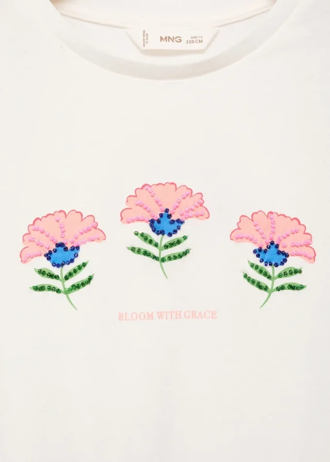 T-shirt imprimé de perles