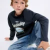 T-shirt imprimé en coton mélangé