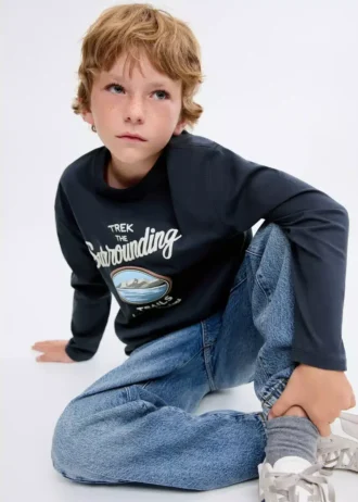 T-shirt imprimé en coton mélangé