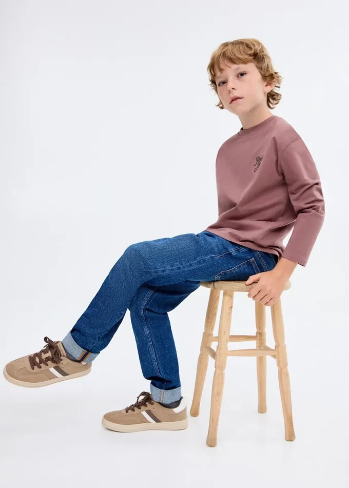 T-shirt imprimé en coton mélangé
