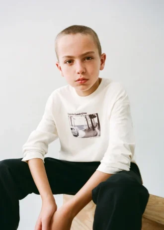 T-shirt imprimé en coton mélangé