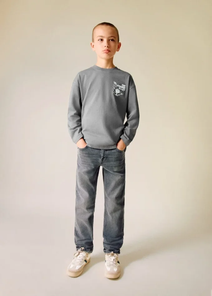 T-shirt imprimé en coton mélangé