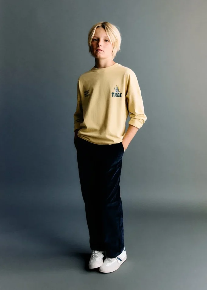 T-shirt imprimé en coton mélangé