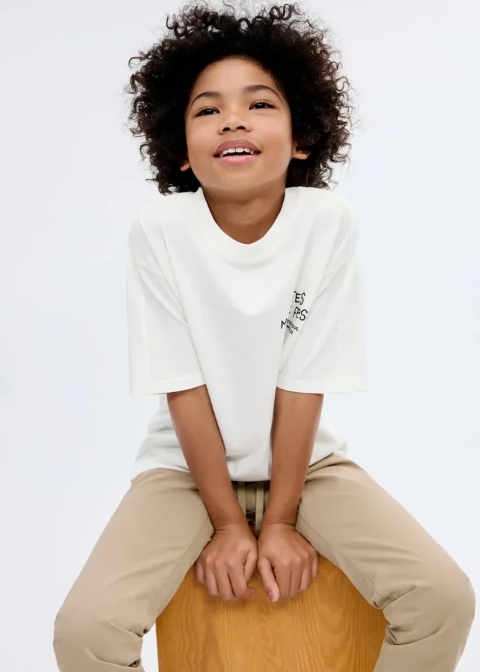 T-shirt imprimé en coton mélangé