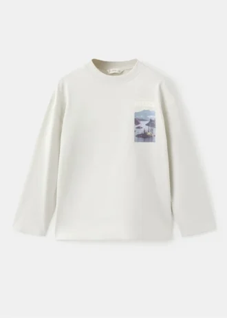 T-shirt imprimé en coton mélangé
