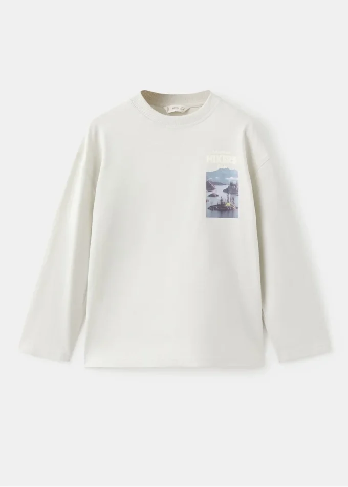T-shirt imprimé en coton mélangé