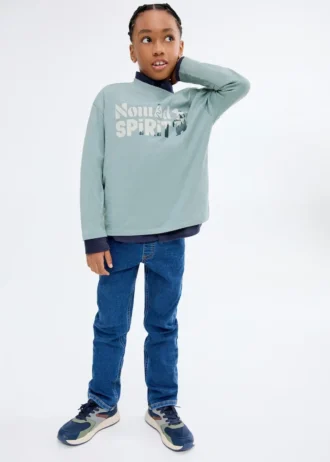 T-shirt imprimé en coton mélangé