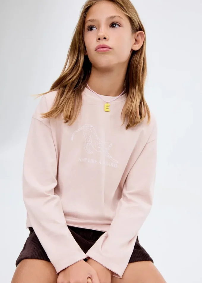 T-shirt imprimé en coton mélangé
