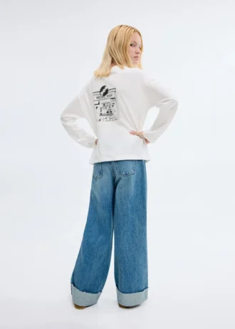 T-shirt imprimé en coton mélangé