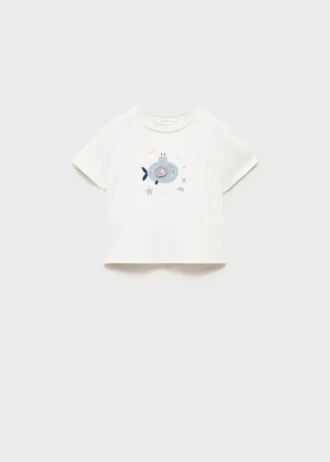 T-shirt imprimé en coton mélangé