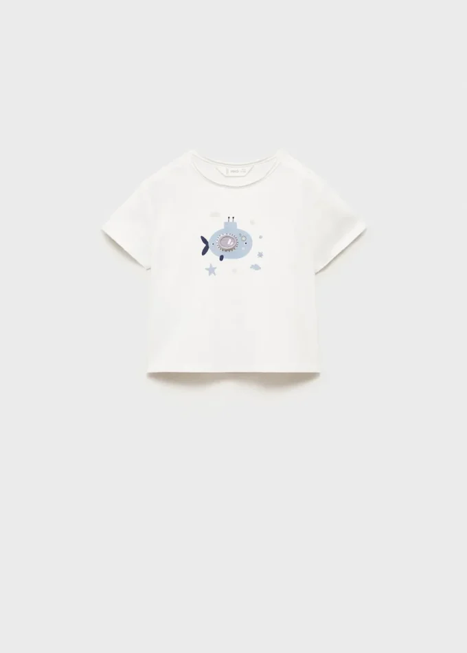 T-shirt imprimé en coton mélangé
