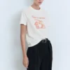 T-shirt imprimé en coton mélangé