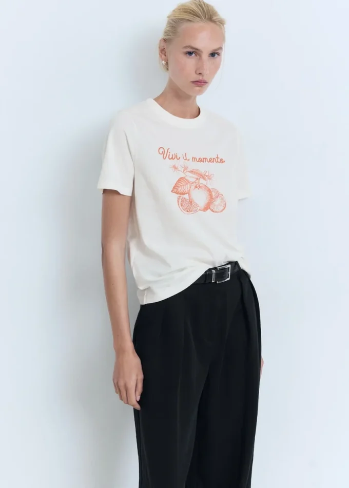 T-shirt imprimé en coton mélangé