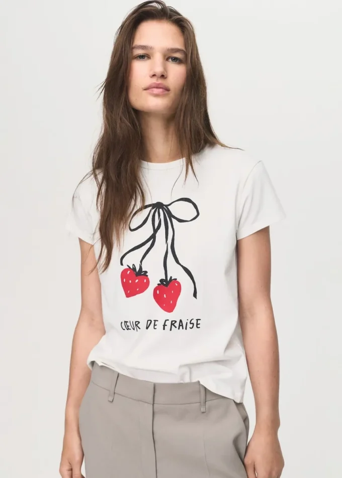T-shirt imprimé en coton mélangé