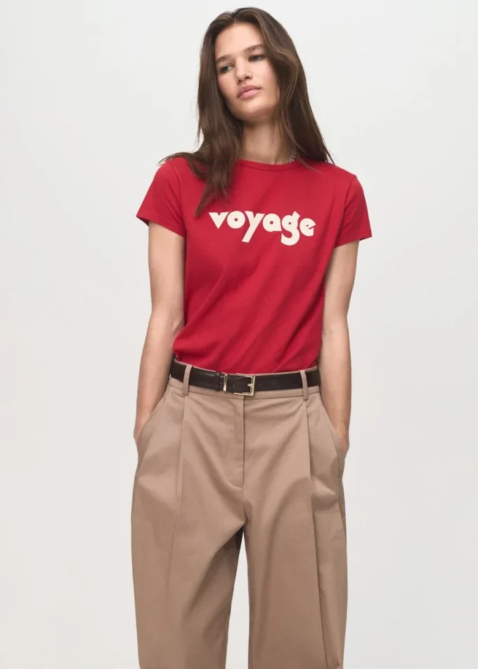 T-shirt imprimé en coton mélangé