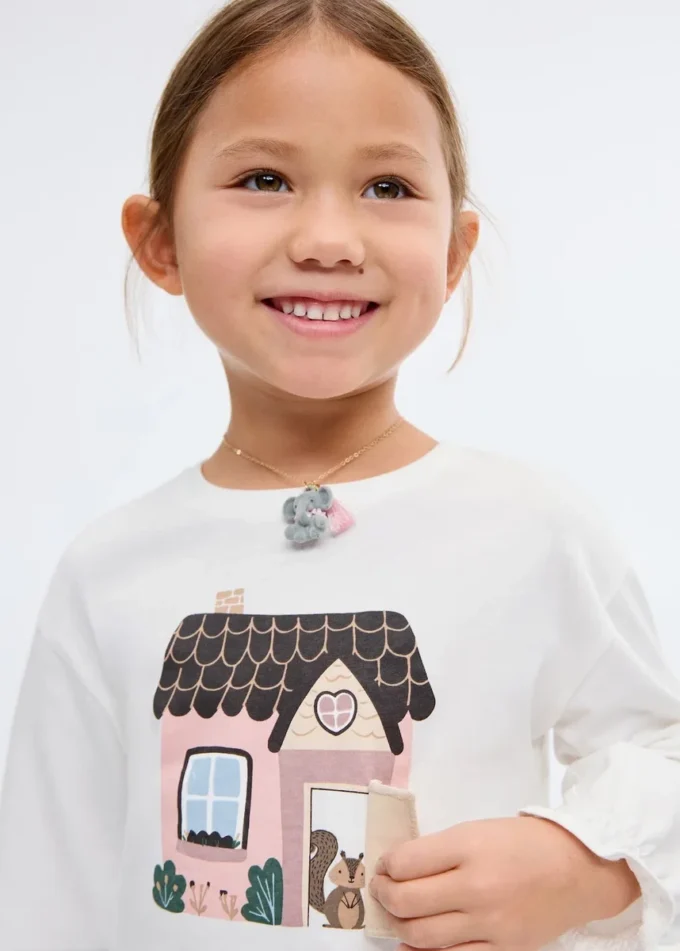 T-shirt imprimé en coton mélangé