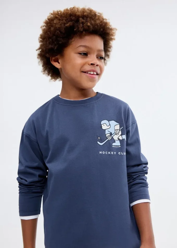 T-shirt imprimé en coton mélangé
