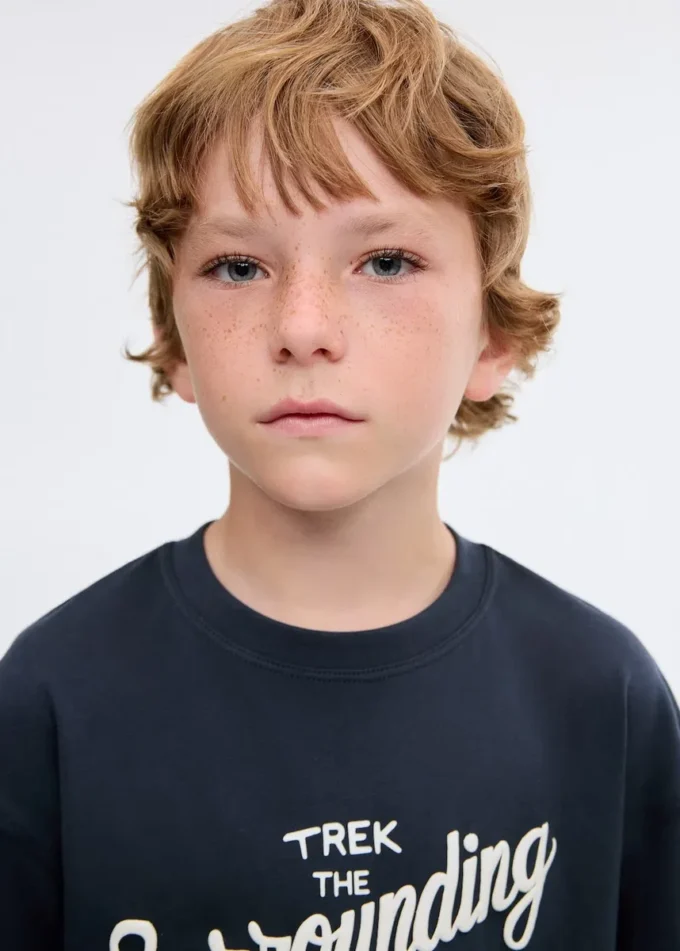 T-shirt imprimé en coton mélangé