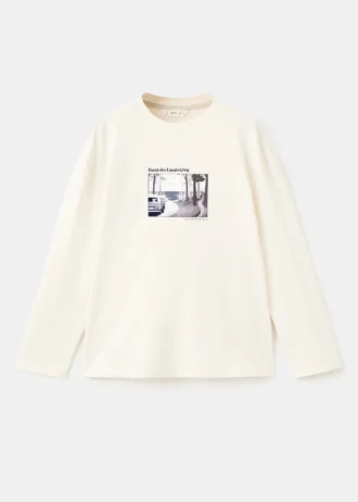 T-shirt imprimé en coton mélangé