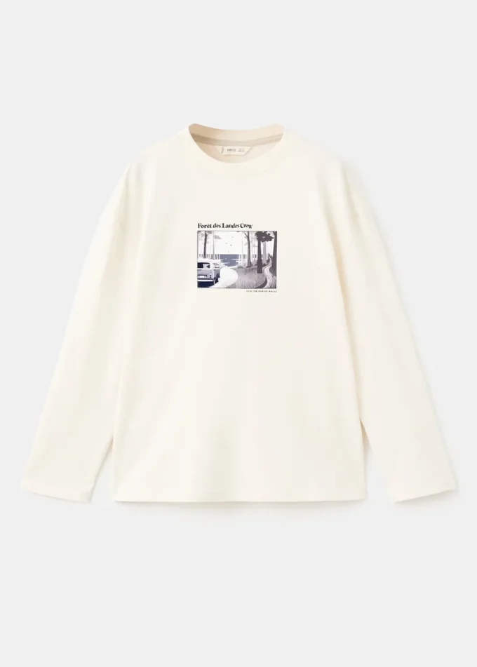 T-shirt imprimé en coton mélangé