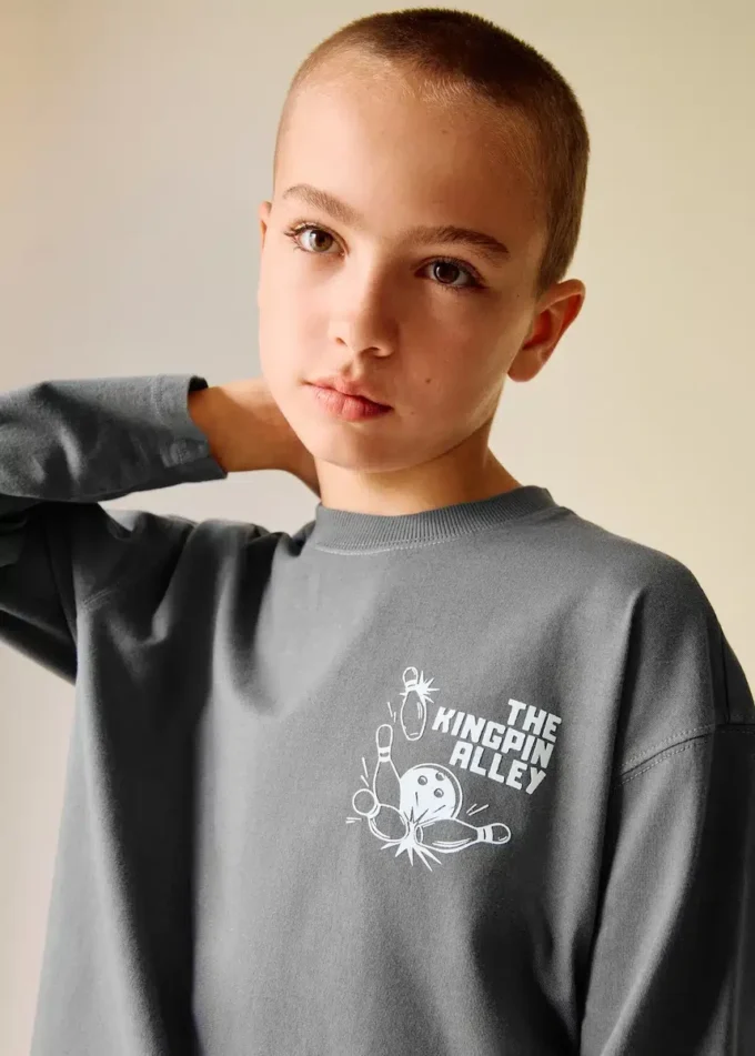 T-shirt imprimé en coton mélangé