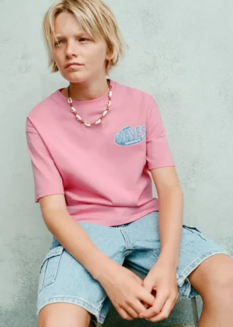 T-shirt imprimé en coton mélangé