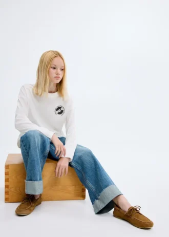 T-shirt imprimé en coton mélangé