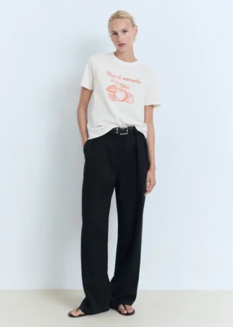 T-shirt imprimé en coton mélangé