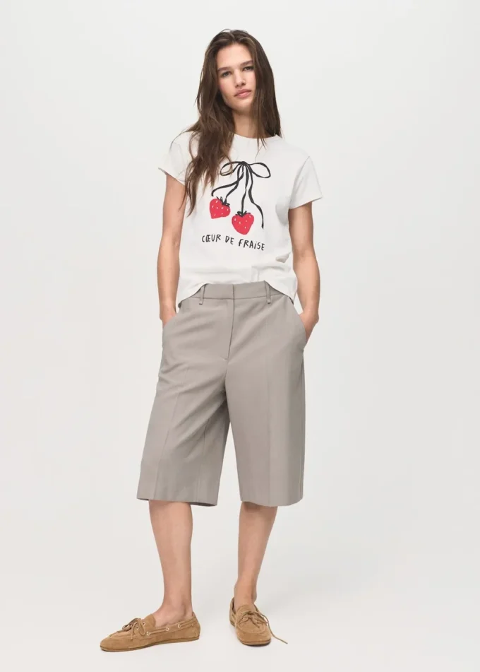 T-shirt imprimé en coton mélangé