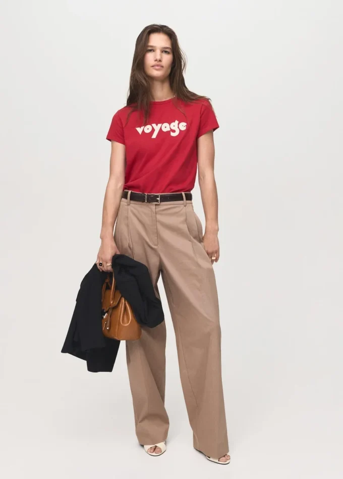 T-shirt imprimé en coton mélangé