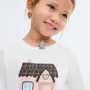T-shirt imprimé en coton mélangé